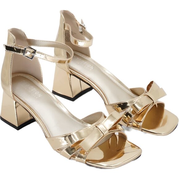 Kenneth Cole Reaction Nissy Bow Ankle Strap Dress Sandals Gold - Women's US 8 - Picture 4 of 6